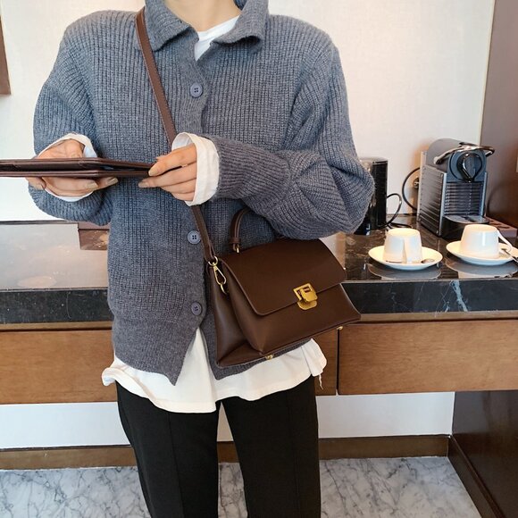 Classic Lady Bag Crossbody Satchel /brown - Picture 3 of 7
